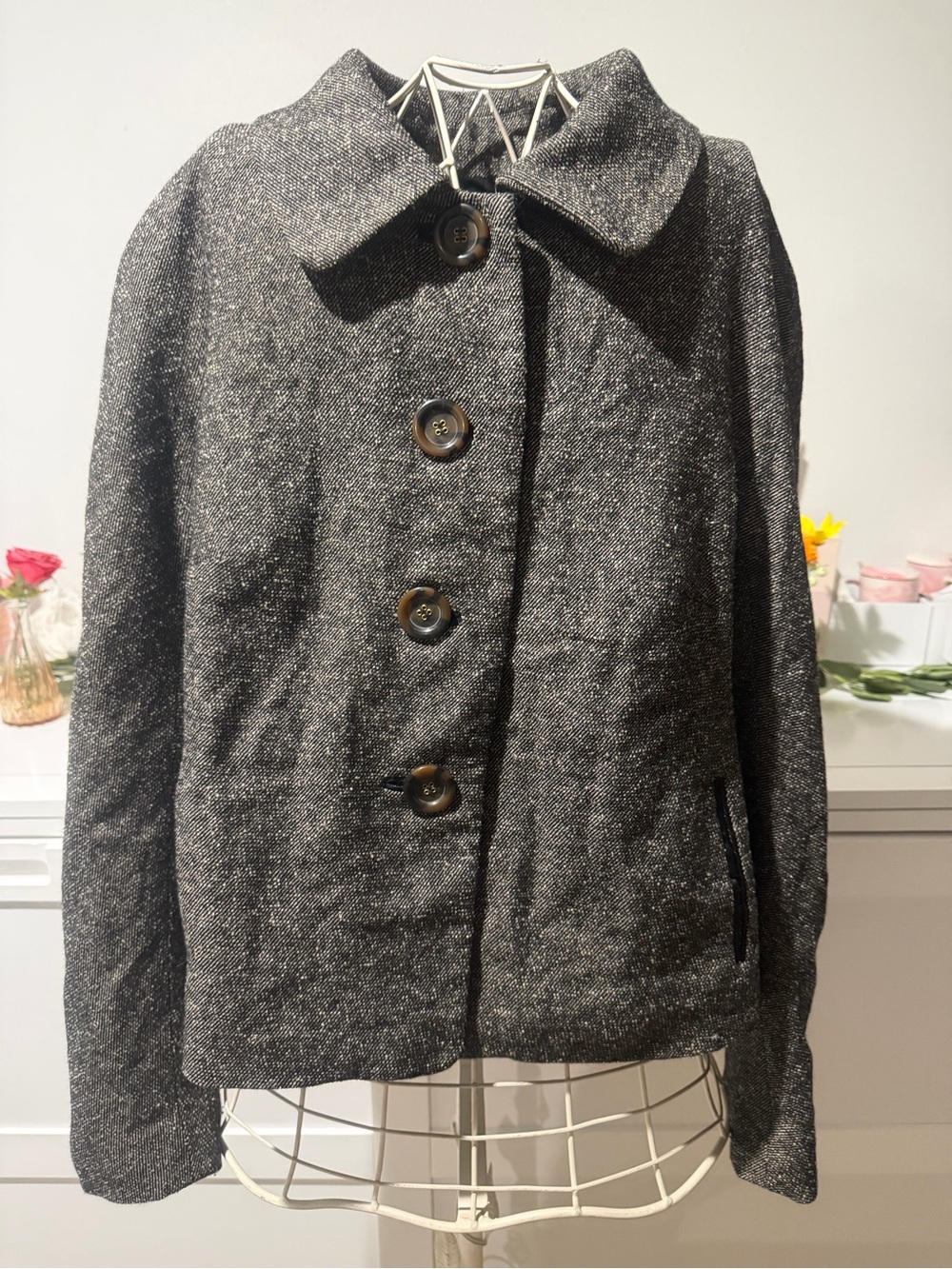 Victor Alfaro Brown Button-Front Blazer Jacket